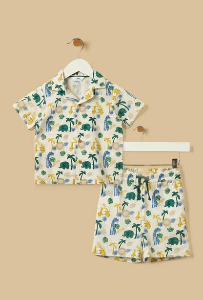 Safari Print Linen Blend Shirt and Shorts Set-undefined-image-1