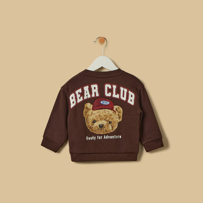 Bear Print Sweatshirt and Joggers Set