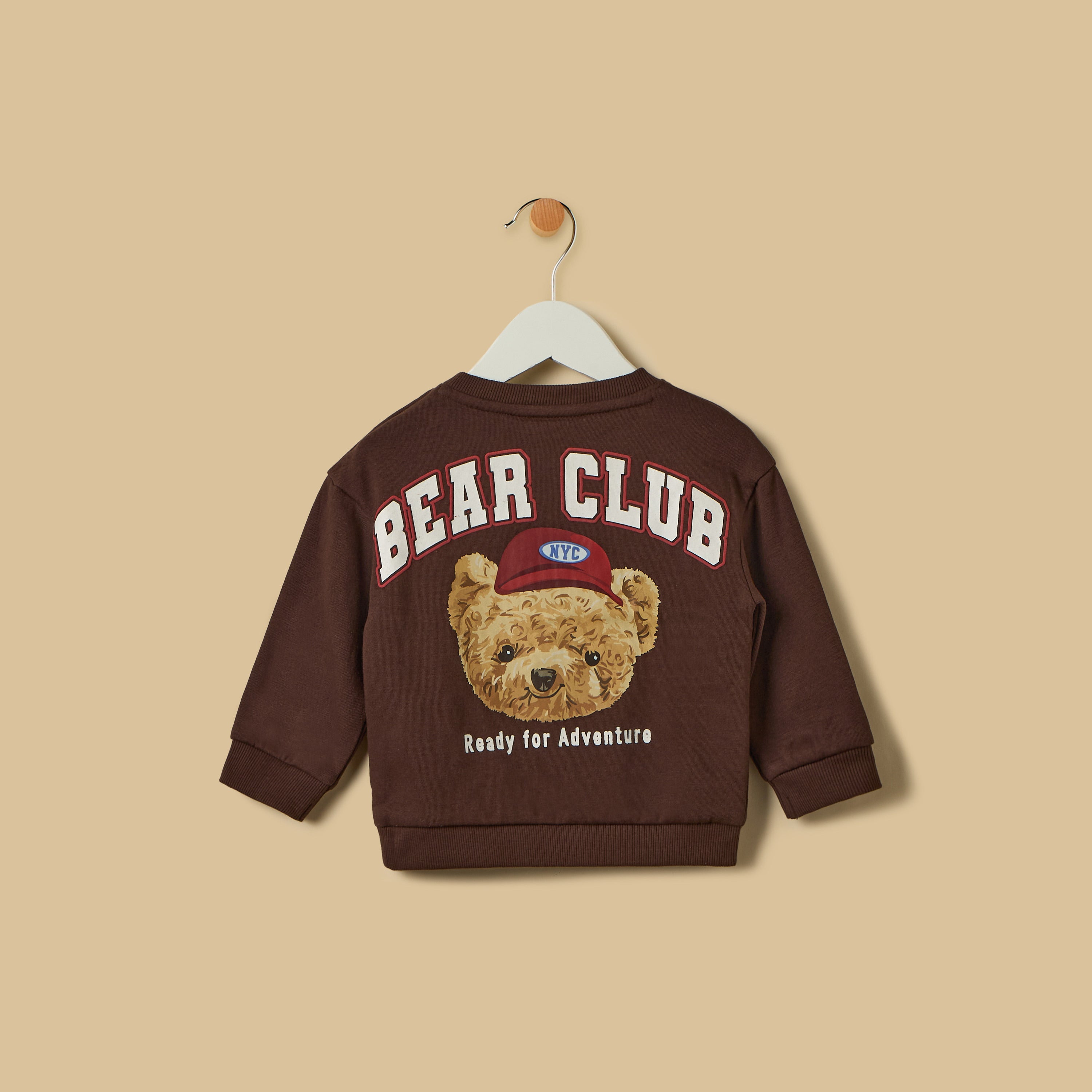 Bear Print Sweatshirt and Joggers Set