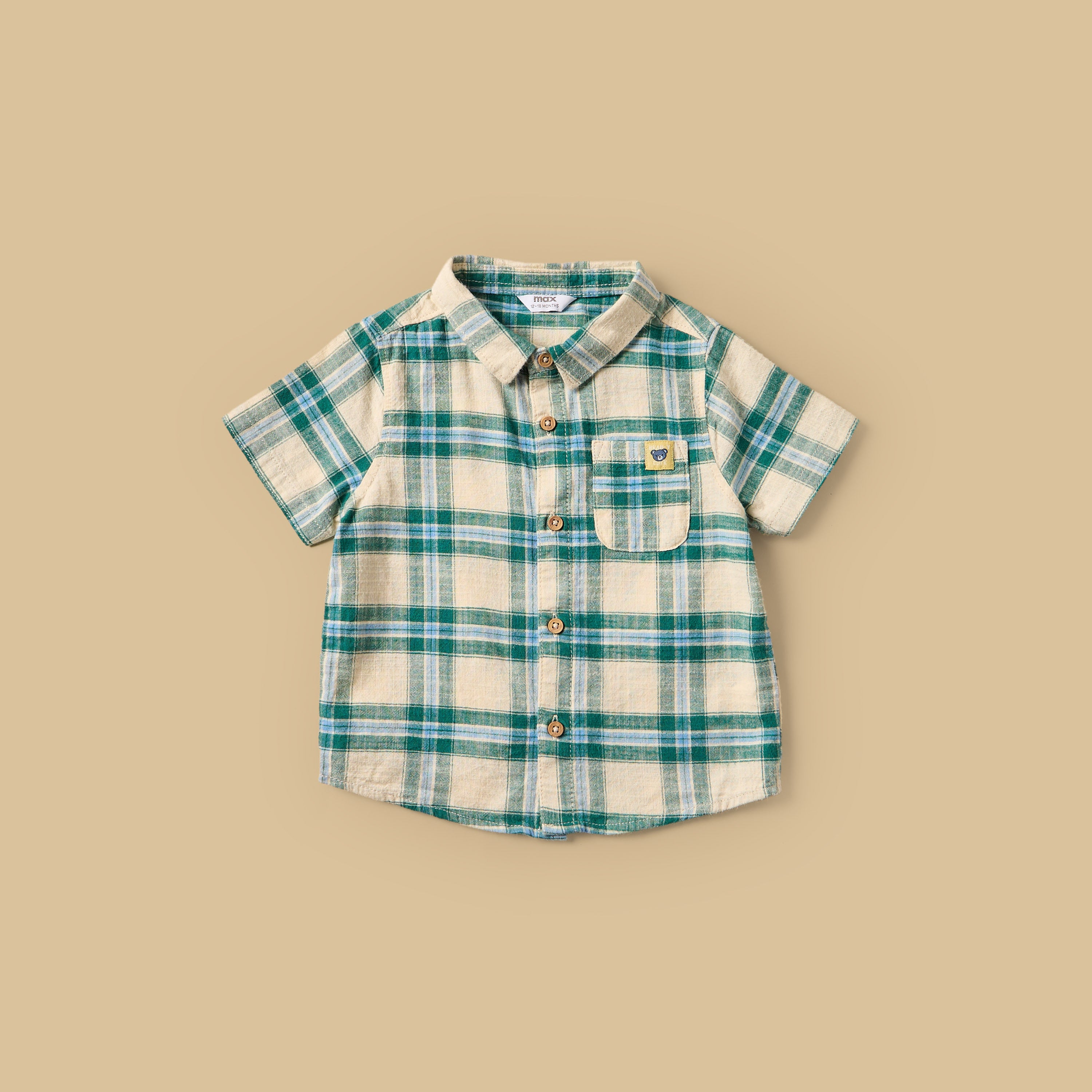 Checked Cotton Shirt with T-shirt and Denim Shorts Set