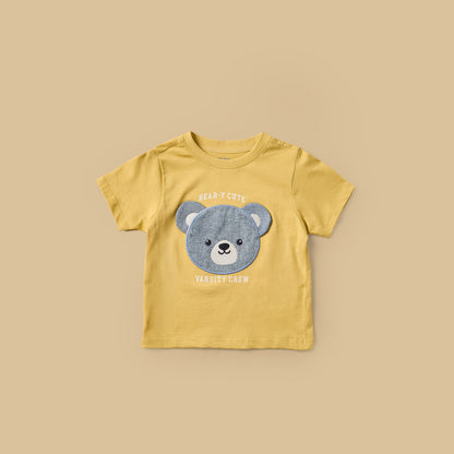 Checked Cotton Shirt with T-shirt and Denim Shorts Set