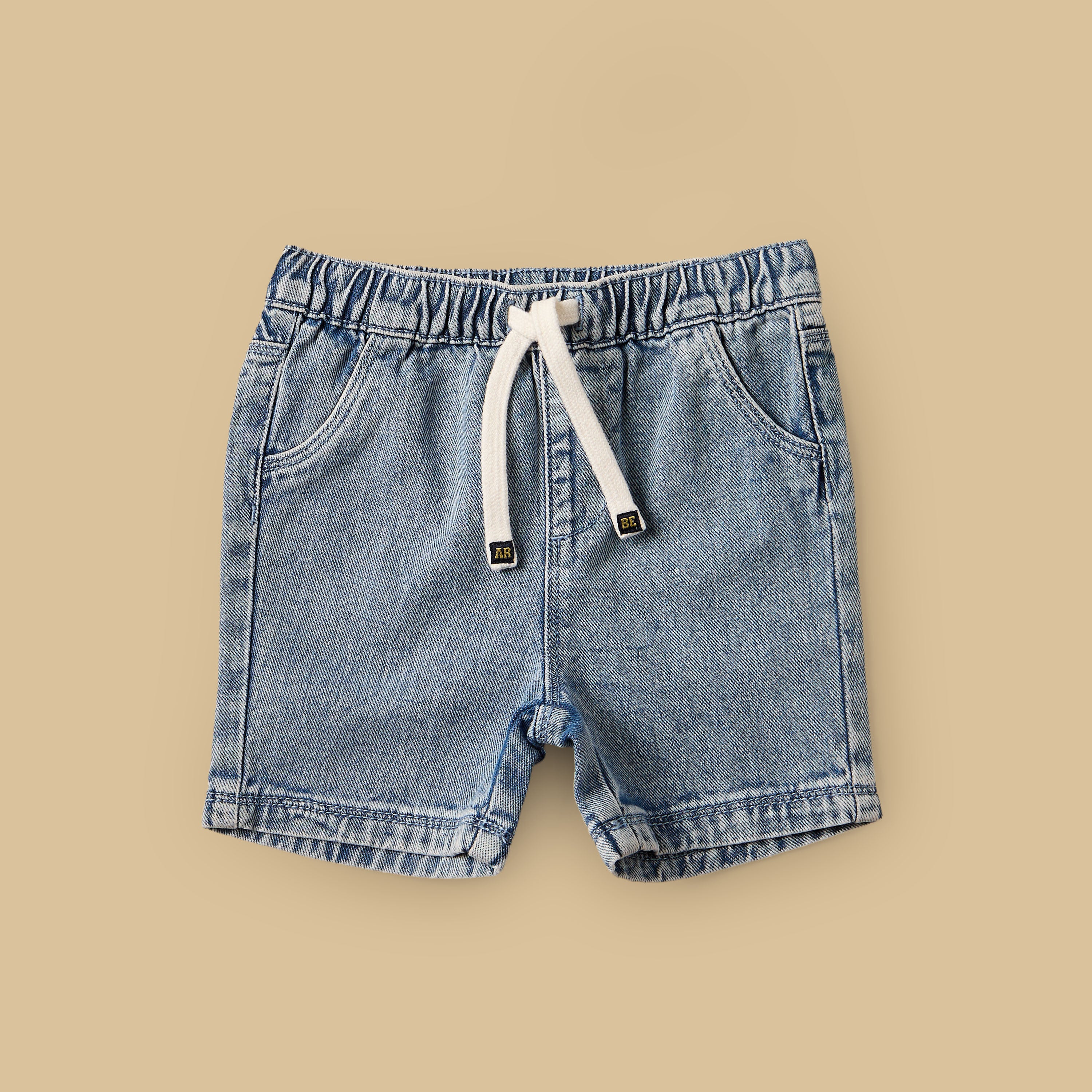 Checked Cotton Shirt with T-shirt and Denim Shorts Set
