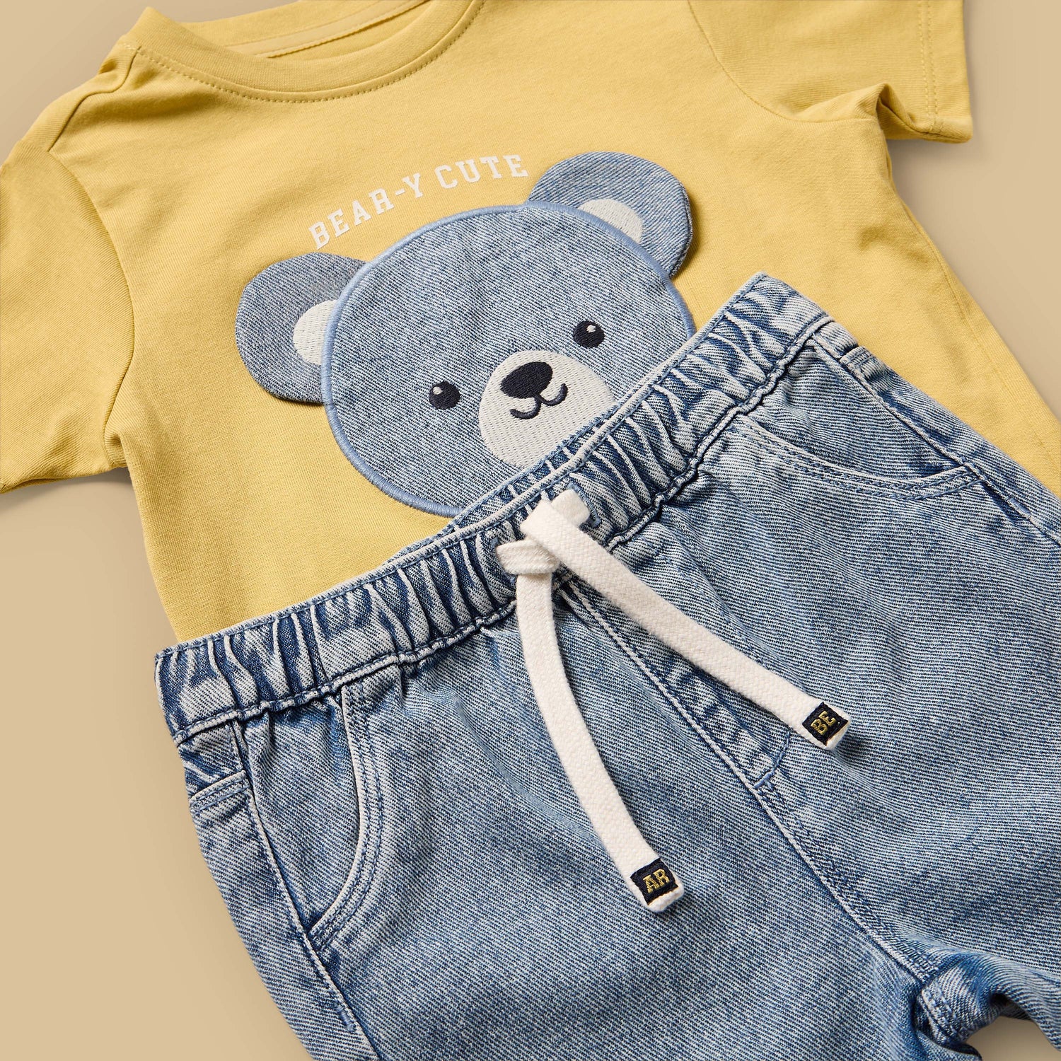 Checked Cotton Shirt with T-shirt and Denim Shorts Set