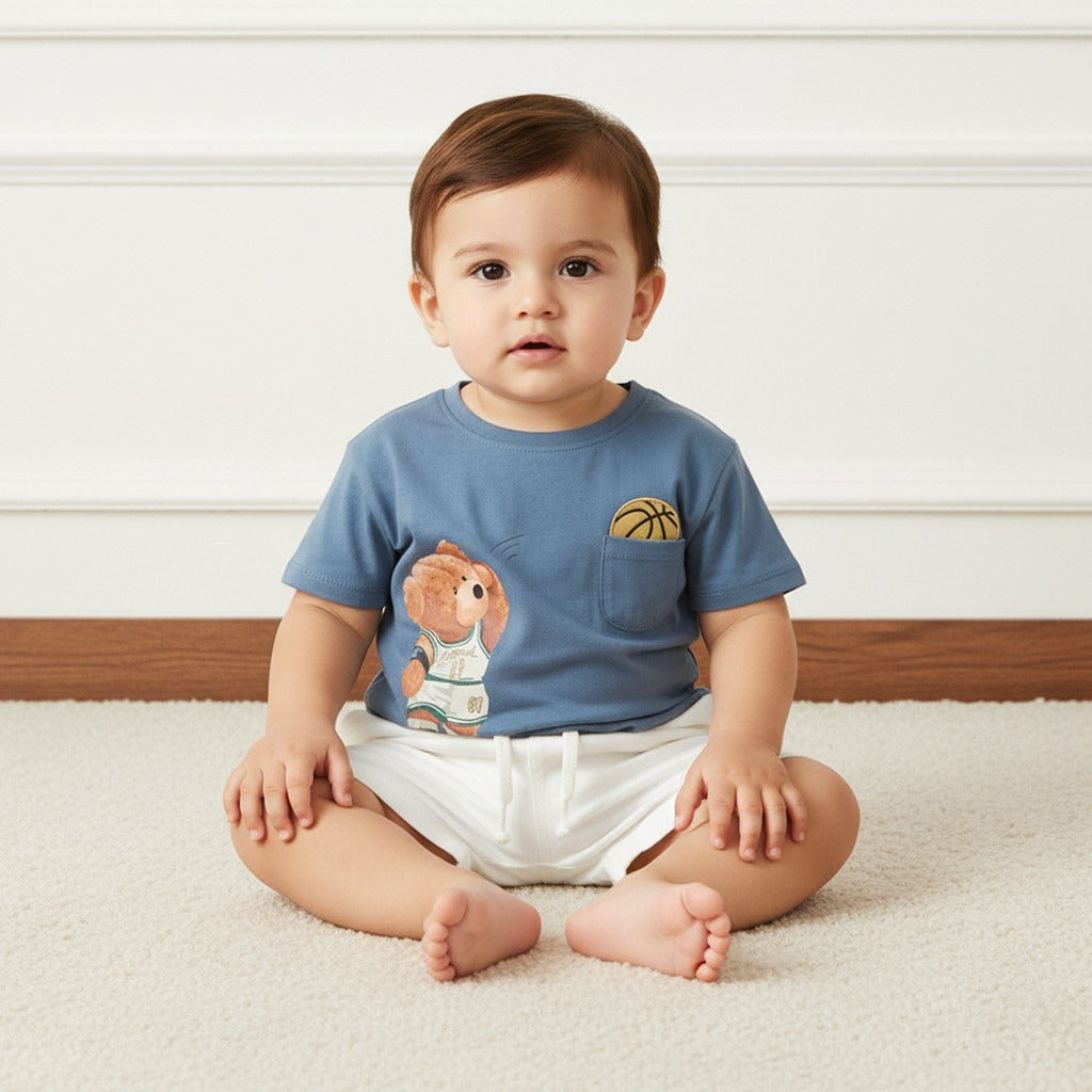 Pack of 3 - Little League Bear Print Cotton T-shirt