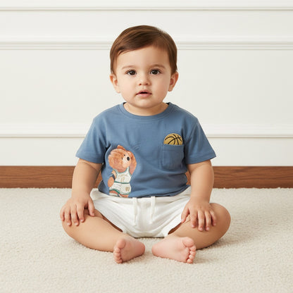Pack of 3 - Little League Bear Print Cotton T-shirt