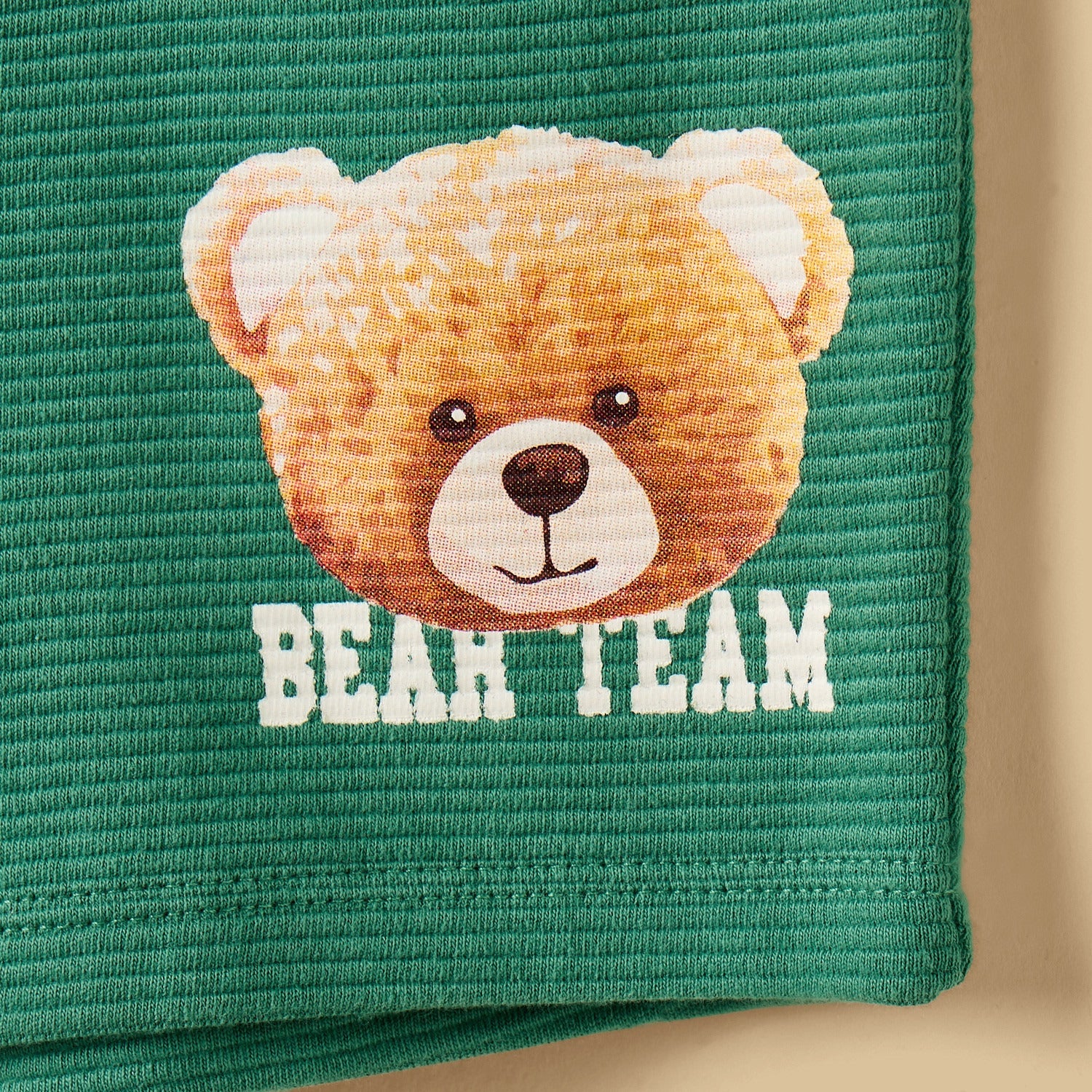 Bear Print Cotton T-shirt and Shorts Set