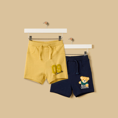 Pack of 2 - Varsity Print Shorts - Multicolour / 12-18 mths