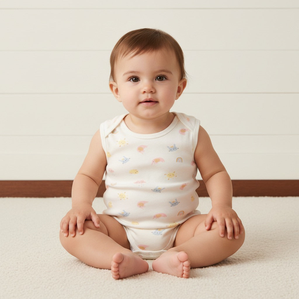 Pack of 3 - Assorted Sleeveless Cotton Bodysuit