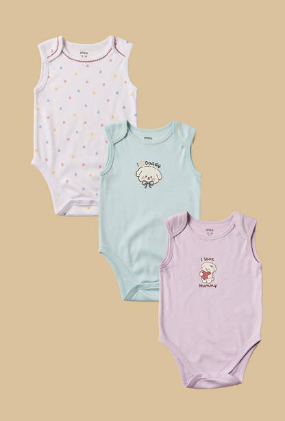 Pack of 3 - Puppy Print Sleeveless Cotton Bodysuit-undefined-image-1