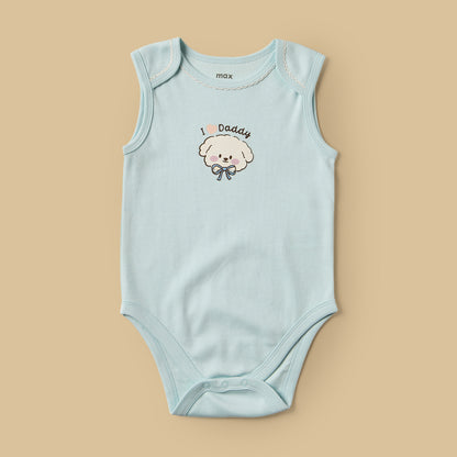 Pack of 3 - Puppy Print Sleeveless Cotton Bodysuit