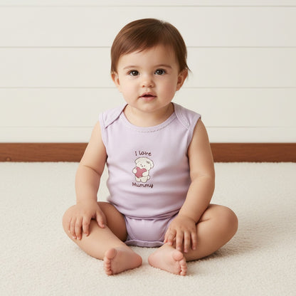 Pack of 3 - Puppy Print Sleeveless Cotton Bodysuit