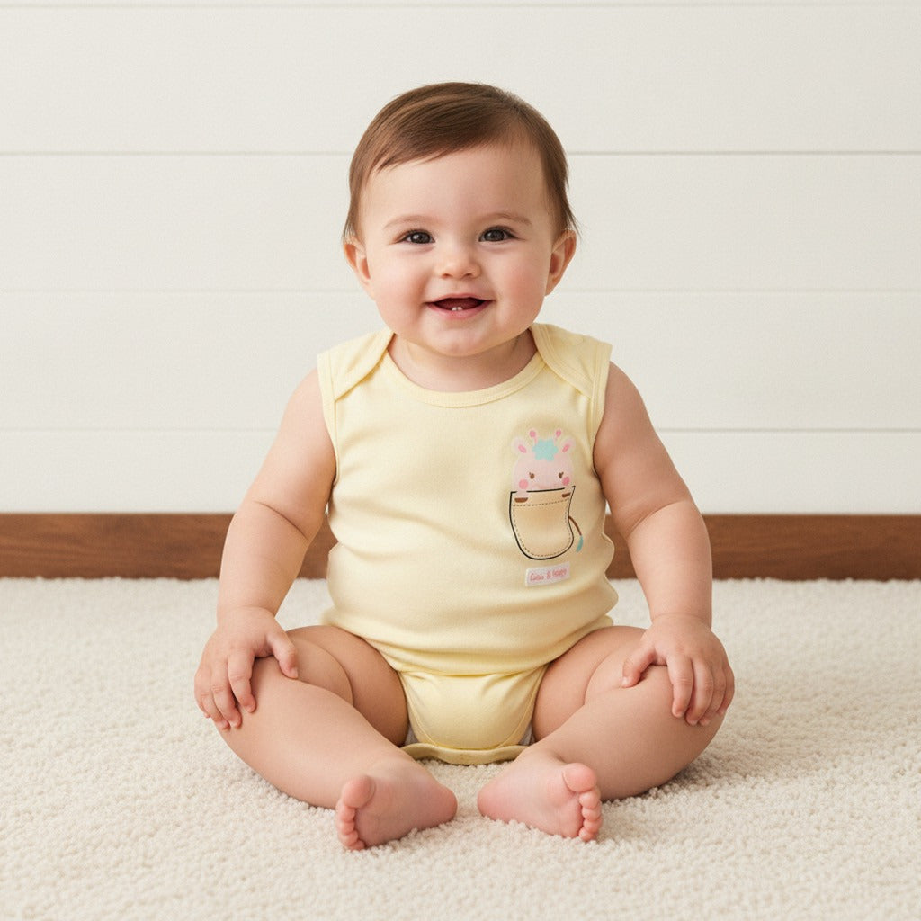 Pack of 3 - Assorted Print Sleeveless Cotton Bodysuit