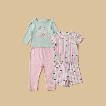 Pack of 2 - Printed Cotton Pyjama Set
