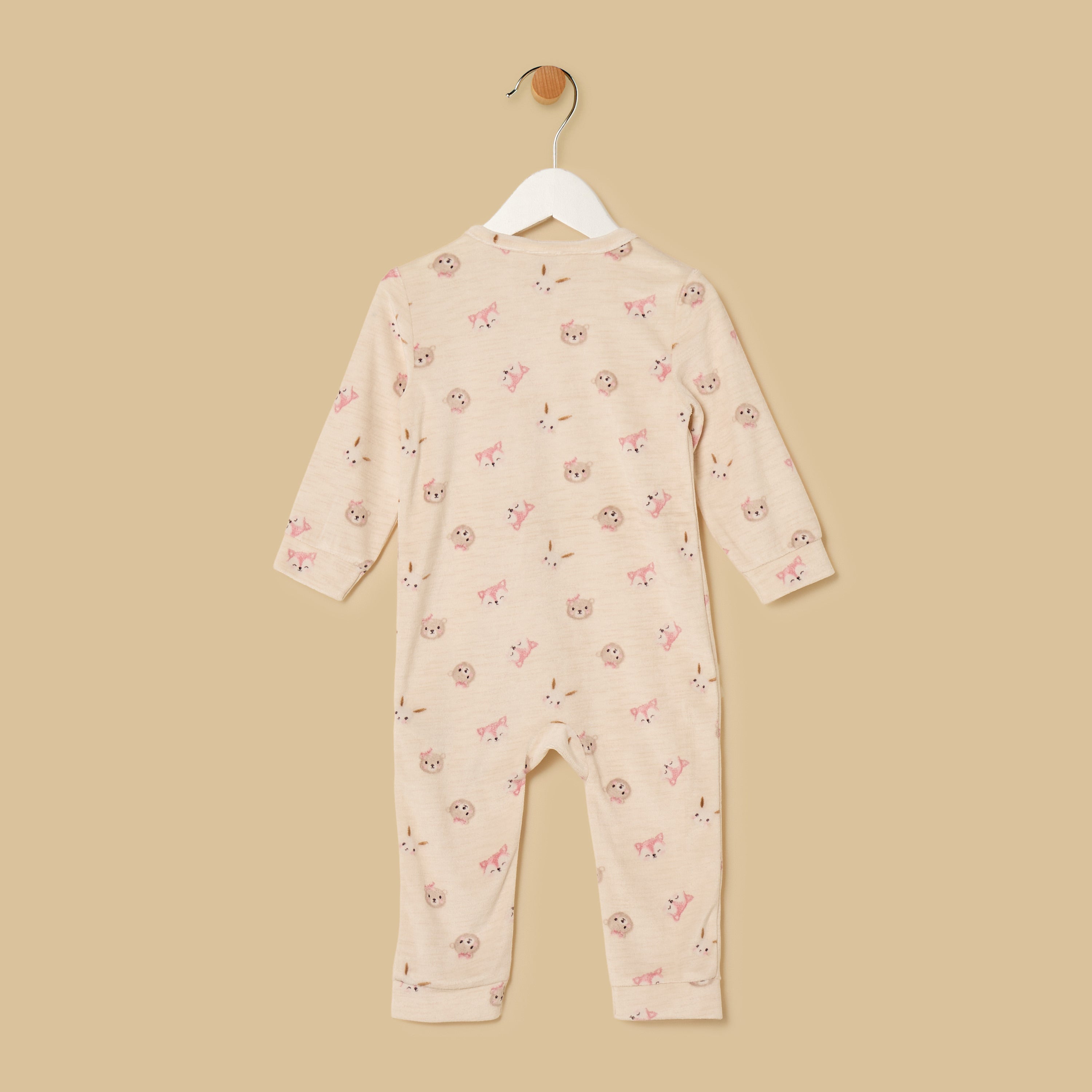 Printed Velour Sleepsuit