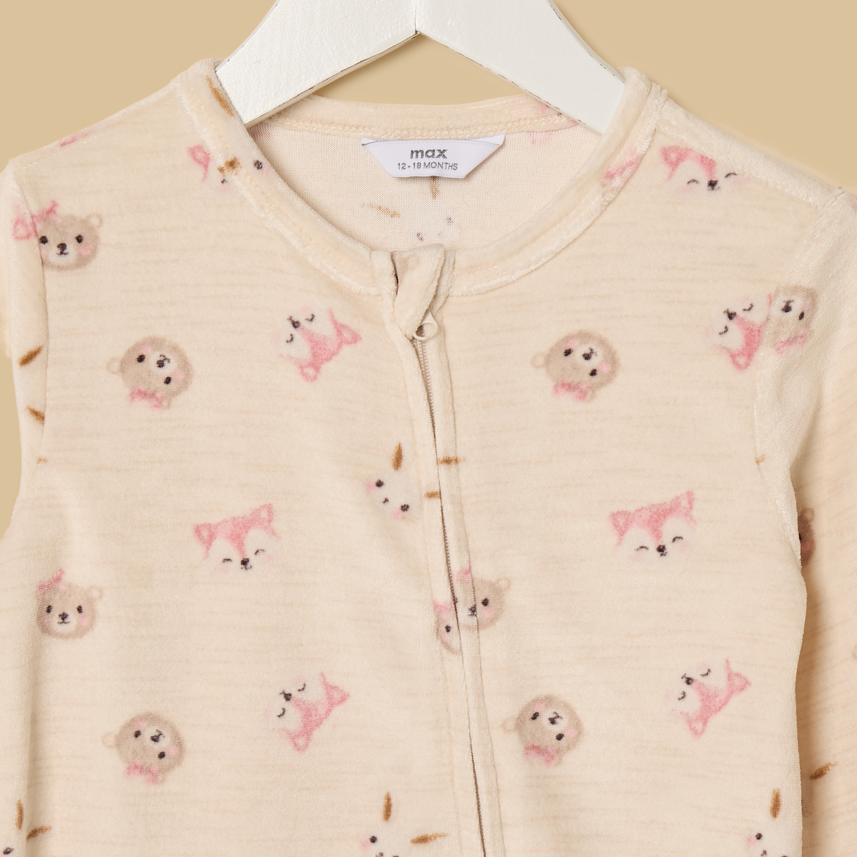 Printed Velour Sleepsuit