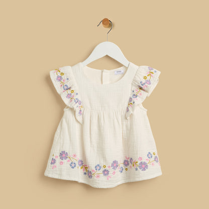 Floral Embroidered Top and Shorts Set