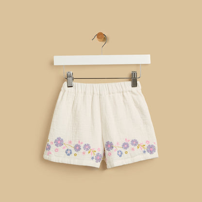 Floral Embroidered Top and Shorts Set
