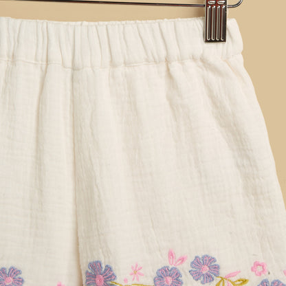 Floral Embroidered Top and Shorts Set
