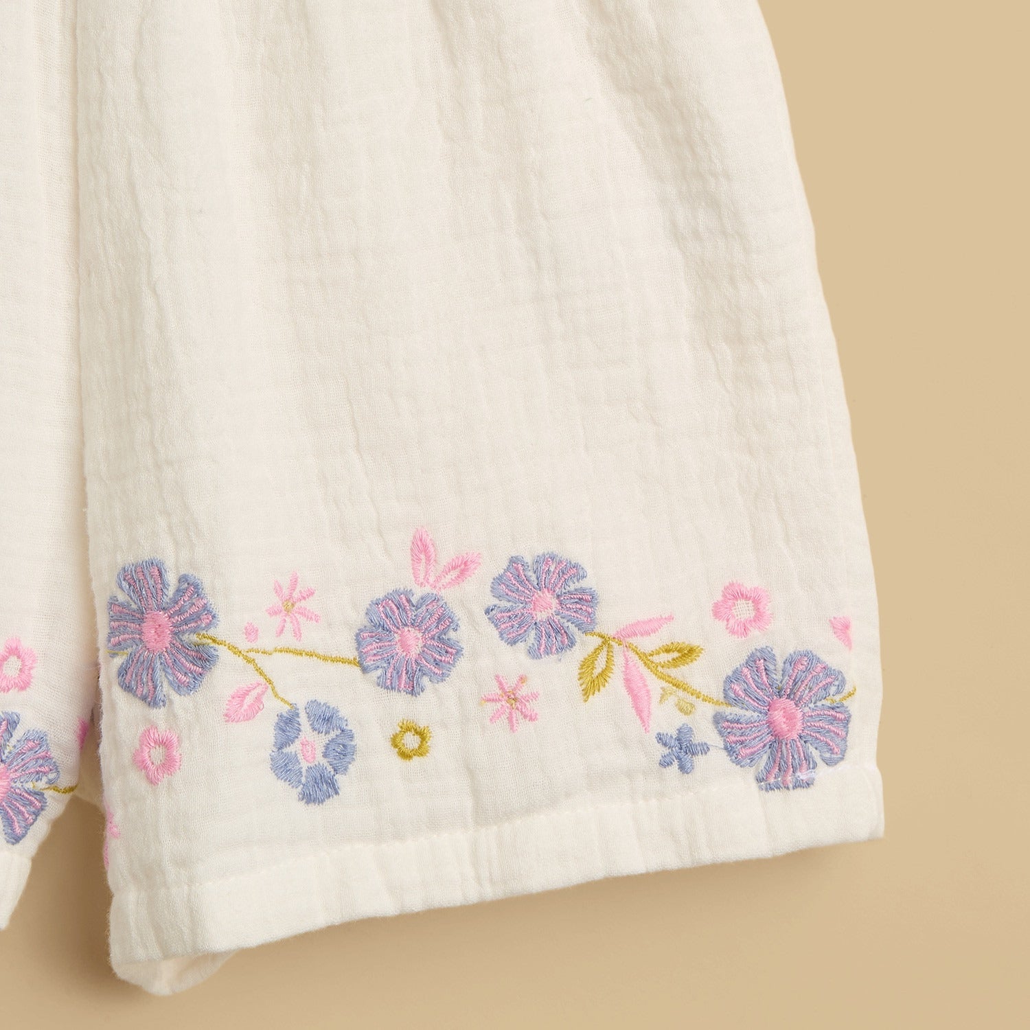 Floral Embroidered Top and Shorts Set