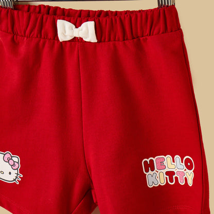 Hello Kitty Print T-shirt and Shorts Set