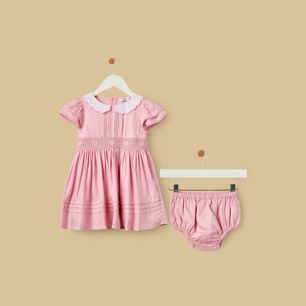 Shirred Peter Pan Collar Dress with Bloomers