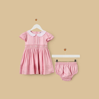 Shirred Peter Pan Collar Dress with Bloomers