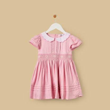 Shirred Peter Pan Collar Dress with Bloomers