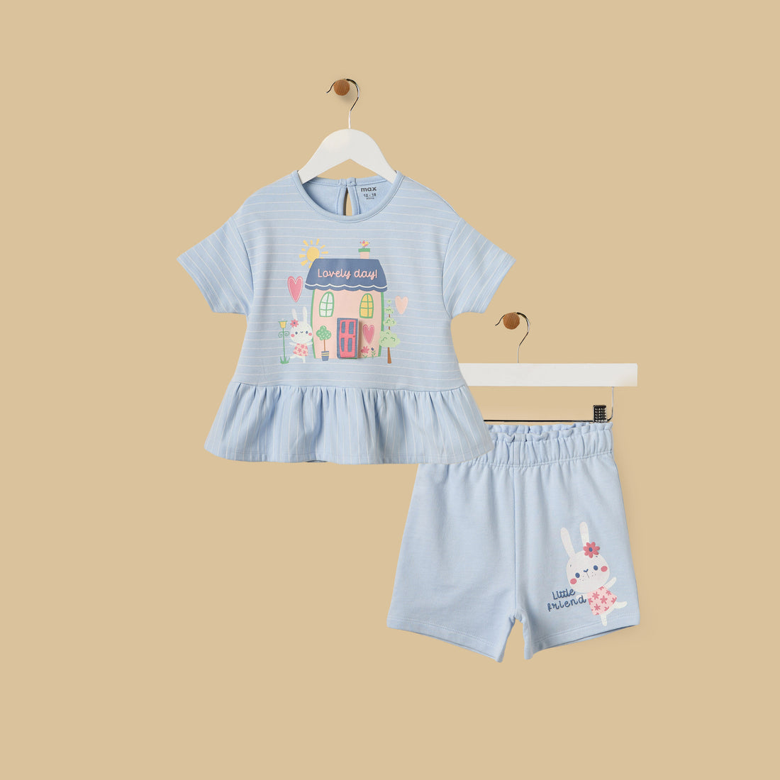 House Print Cotton Top and Shorts Set