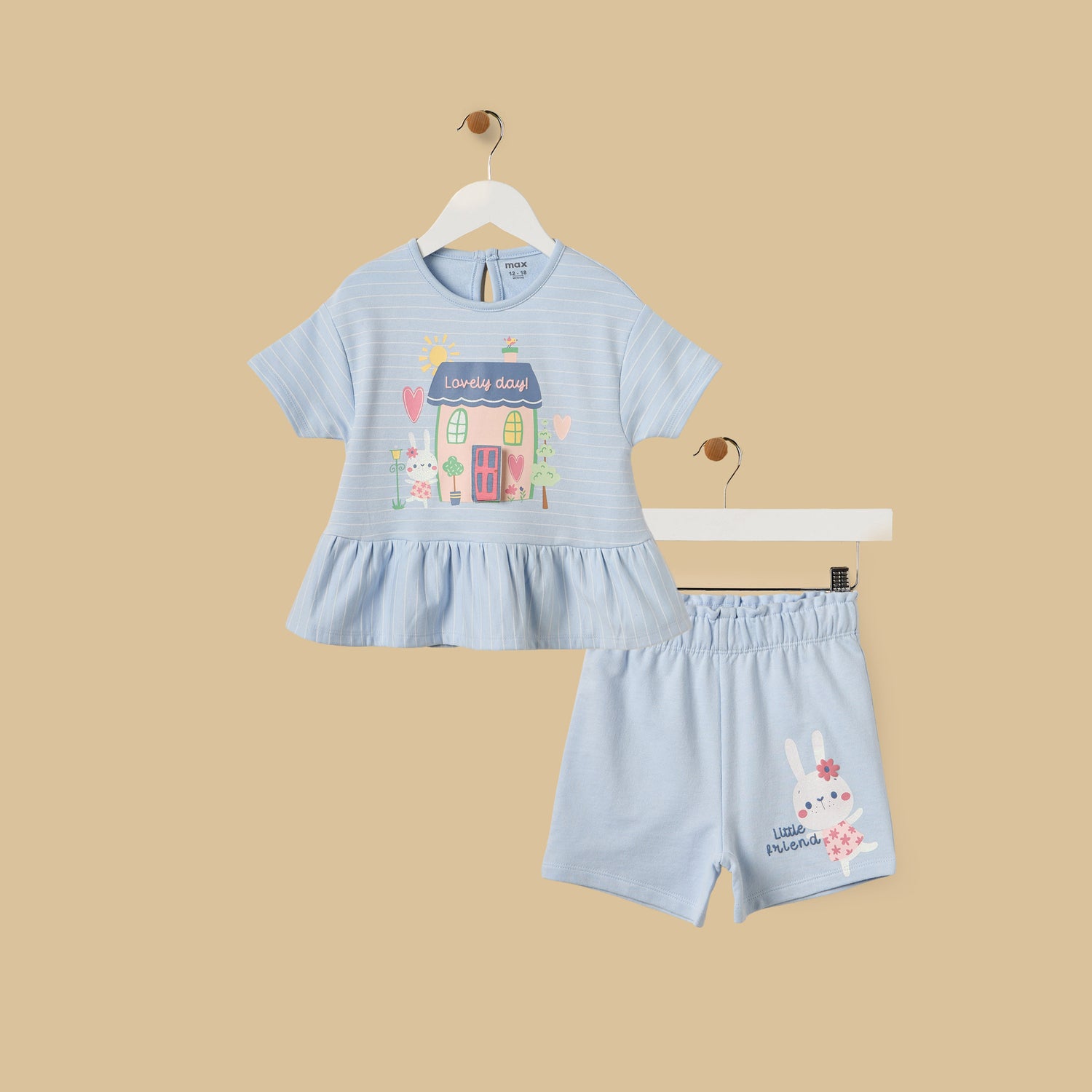 House Print Cotton Top and Shorts Set