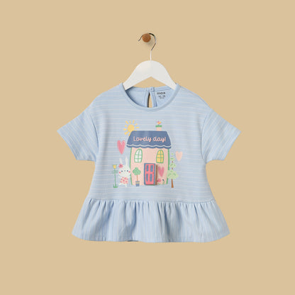 House Print Cotton Top and Shorts Set