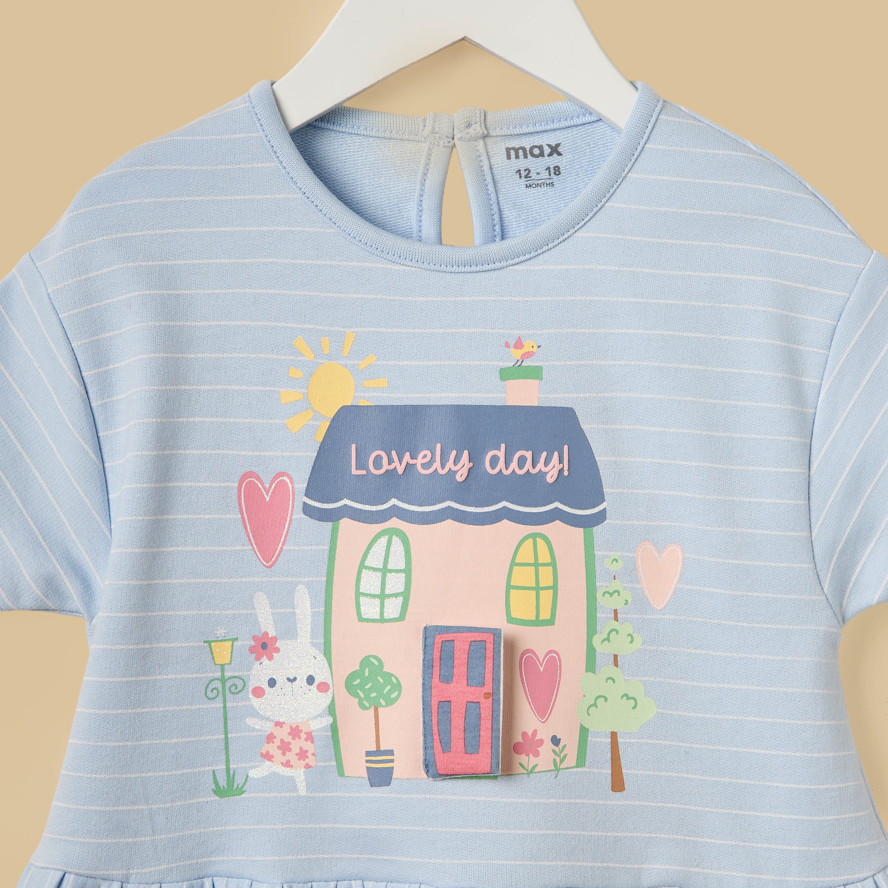 House Print Cotton Top and Shorts Set