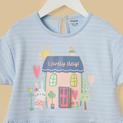 House Print Cotton Top and Shorts Set