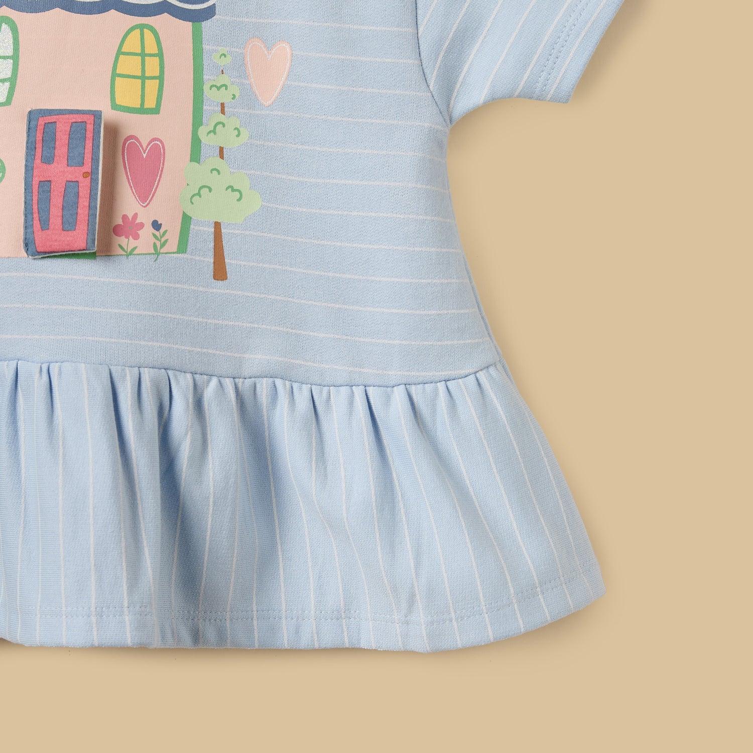 House Print Cotton Top and Shorts Set