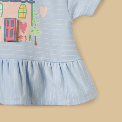 House Print Cotton Top and Shorts Set