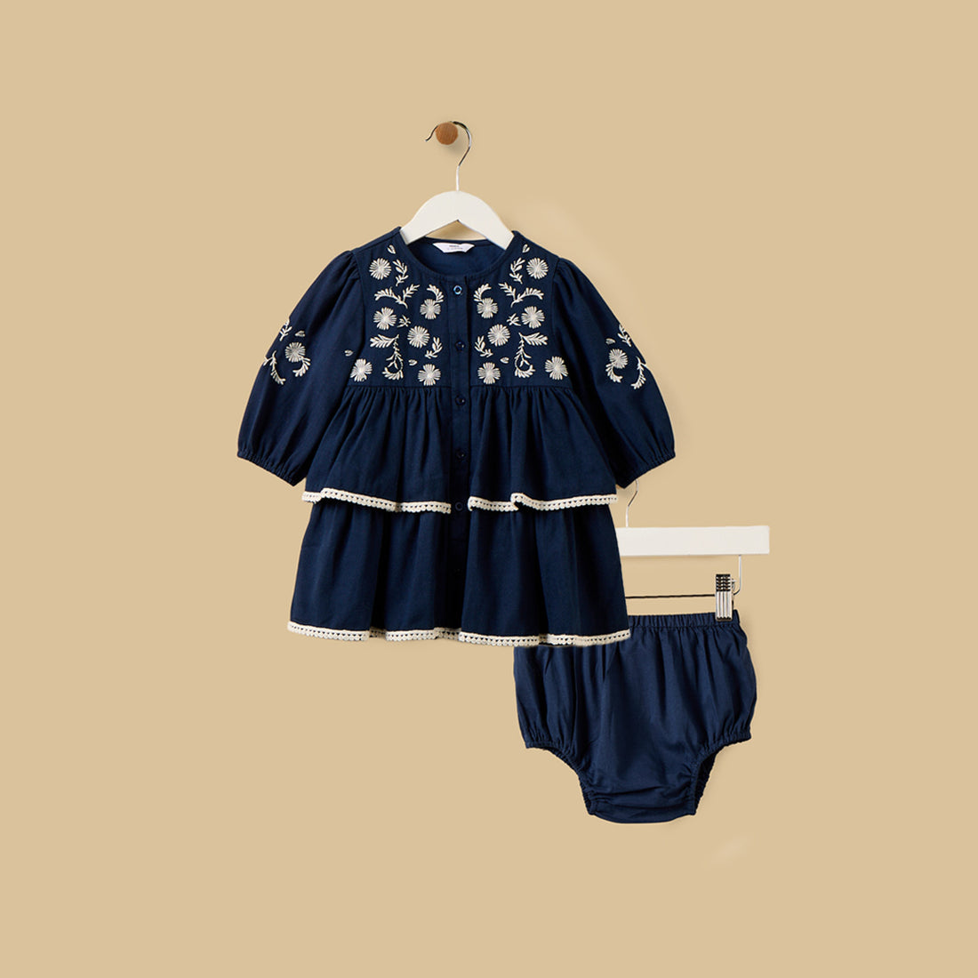 Embroidered Dress with Bloomers