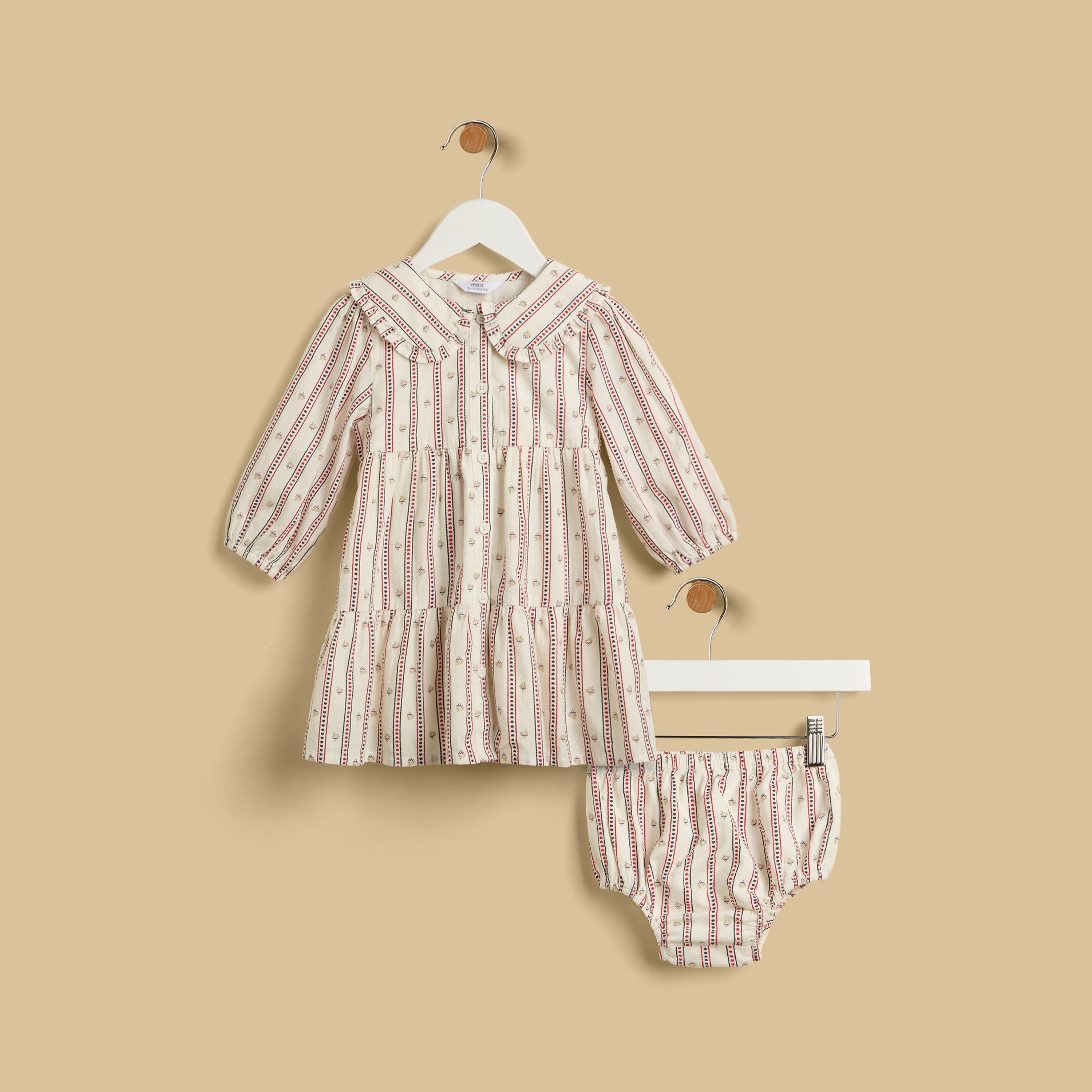 Striped Dress with Bloomers - Cream / 12-18 mths
