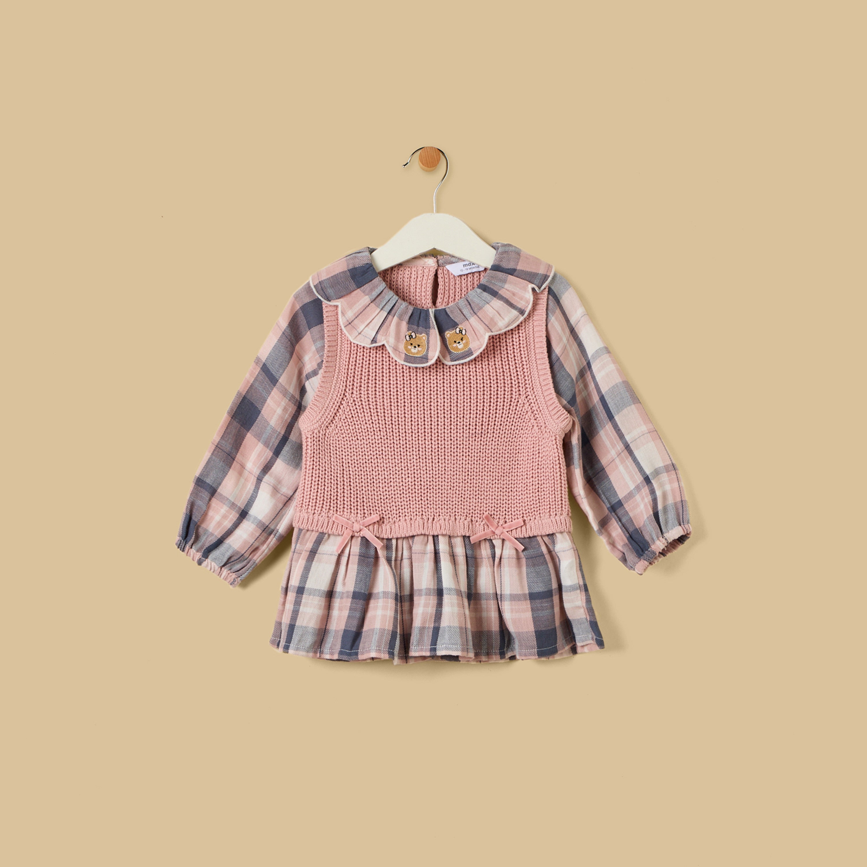Checked Tabard Top with Ribbed Leggings