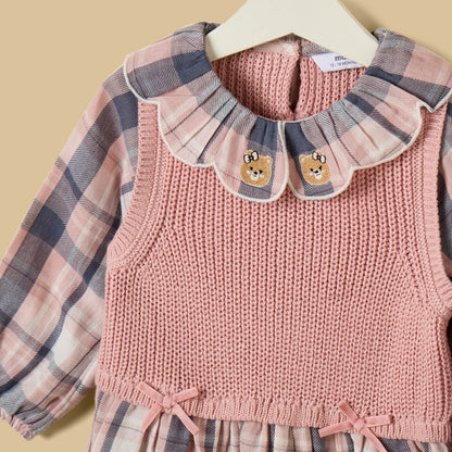 Checked Tabard Top with Ribbed Leggings