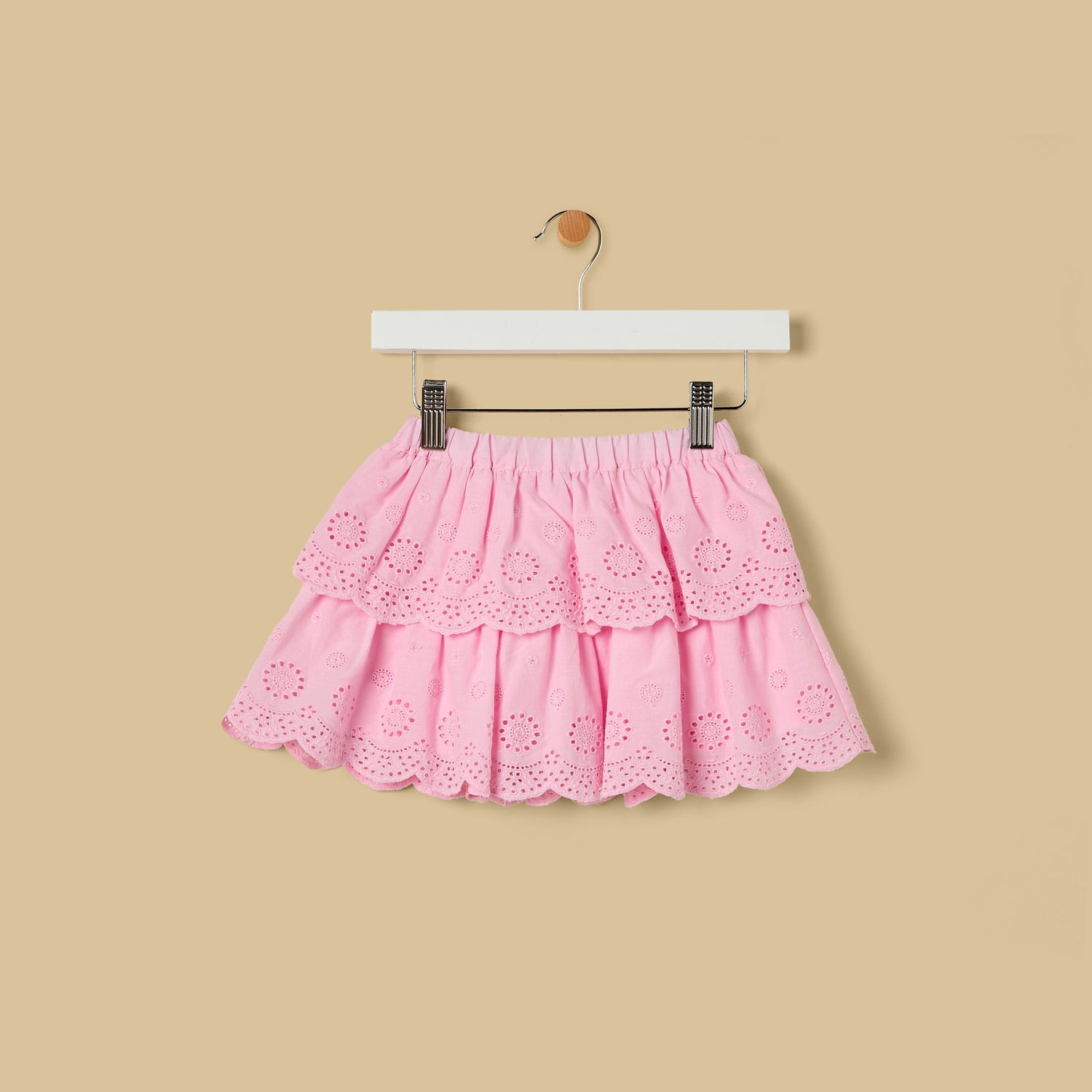 Bear Print Bodysuit and Schiffli Textured Skirt