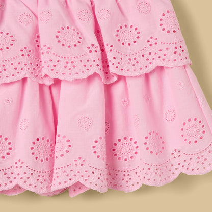 Bear Print Bodysuit and Schiffli Textured Skirt
