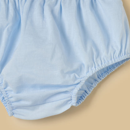 Seersucked Printed Cotton Dress with Bloomers