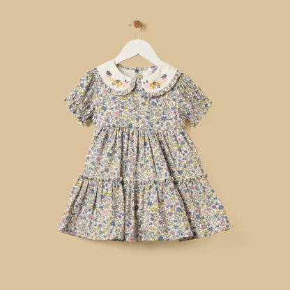 Floral Print Tiered Dress with Bloomers