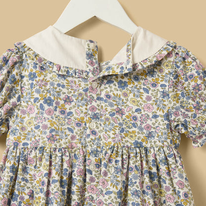 Floral Print Tiered Dress with Bloomers