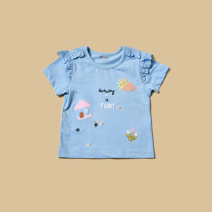 Applique Detail T-shirt with Shorts and Cap Set