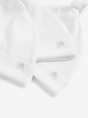 White 100% Cotton Tie Top Baby Hats 3 Pack (0-12mths) - Size 44cm (5lb)