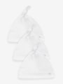 White 100% Cotton Tie Top Baby Hats 3 Pack (0-12mths) - Size 44cm (5lb)