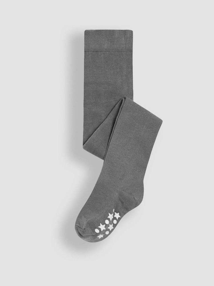 JoJo Maman Bébé Dark Grey Cotton Rich Plain Tights - Size Up To 6 Months (50 - 68cm)