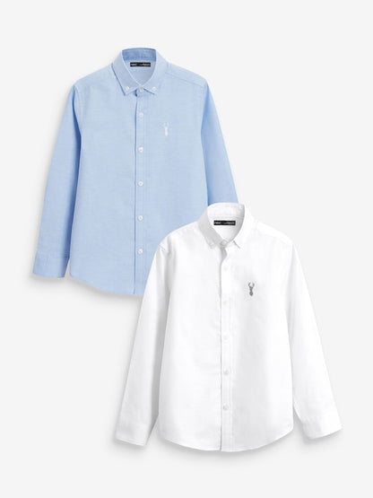 Blue &amp; White 2 Pack Oxford Shirt (3-16yrs) - 10 Years (140cm)