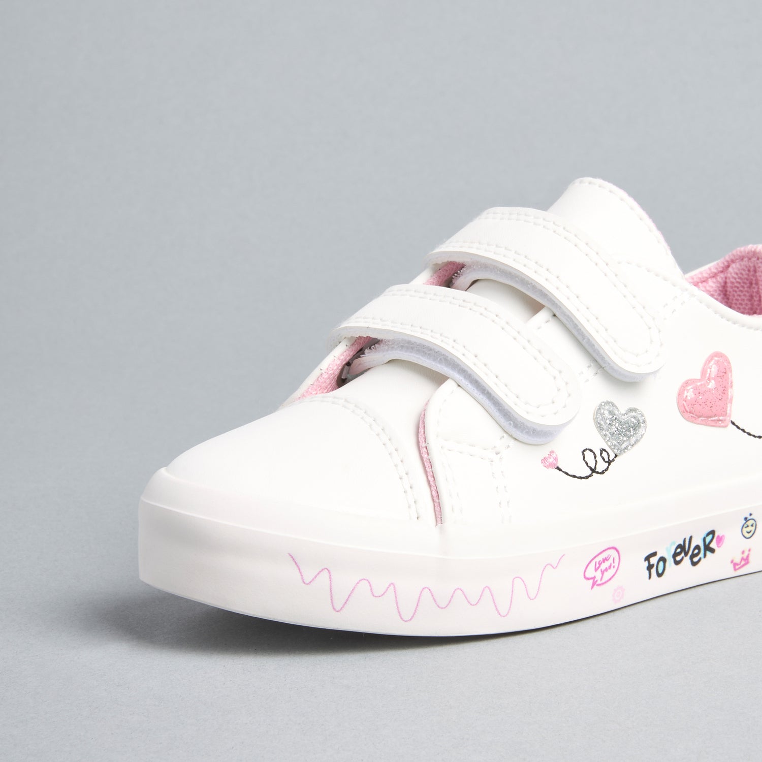 Graffiti Print Sneakers with Hook and Loop Closure