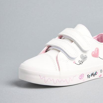 Graffiti Print Sneakers with Hook and Loop Closure